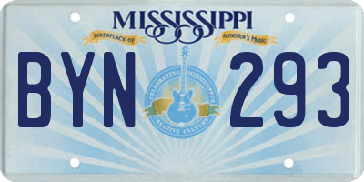 MS license plate BYN293