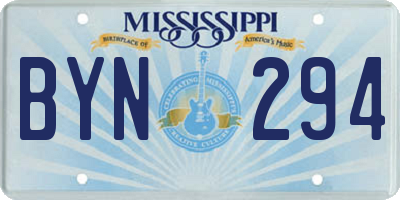 MS license plate BYN294