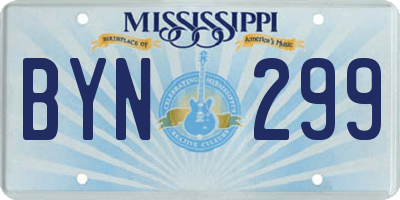 MS license plate BYN299