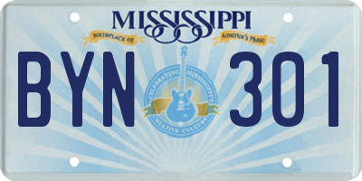 MS license plate BYN301