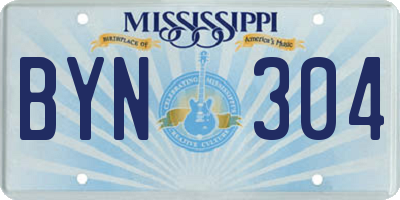 MS license plate BYN304