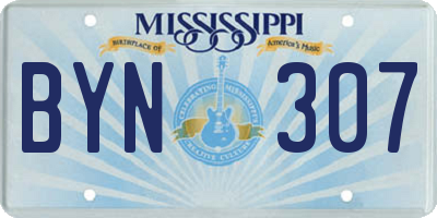MS license plate BYN307