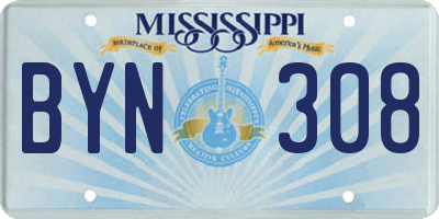 MS license plate BYN308