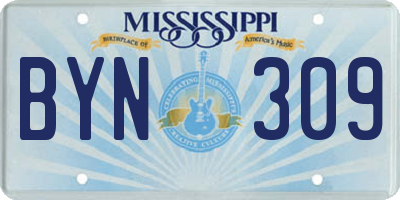 MS license plate BYN309