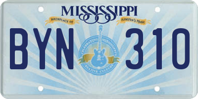 MS license plate BYN310