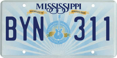 MS license plate BYN311