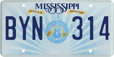 MS license plate BYN314
