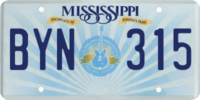 MS license plate BYN315