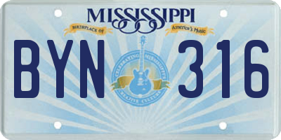 MS license plate BYN316