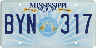 MS license plate BYN317