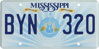 MS license plate BYN320