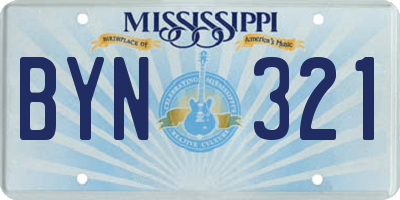 MS license plate BYN321