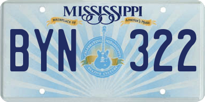 MS license plate BYN322