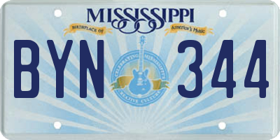 MS license plate BYN344