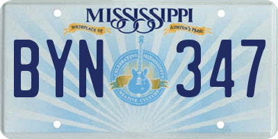 MS license plate BYN347