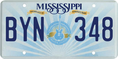 MS license plate BYN348