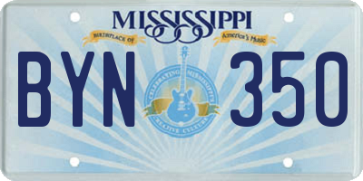 MS license plate BYN350