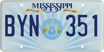 MS license plate BYN351