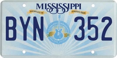 MS license plate BYN352