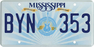 MS license plate BYN353