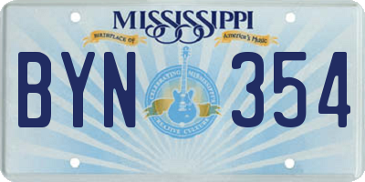 MS license plate BYN354