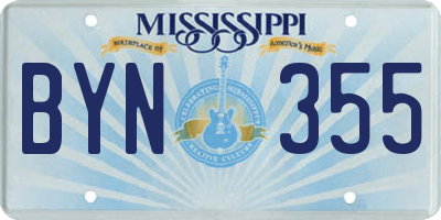 MS license plate BYN355