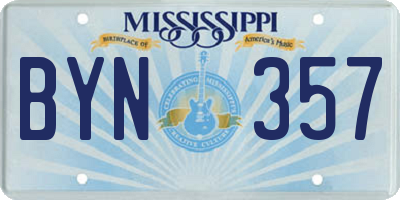 MS license plate BYN357