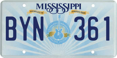 MS license plate BYN361