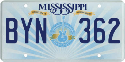 MS license plate BYN362