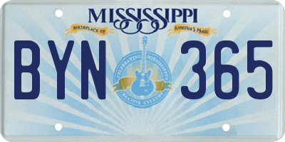 MS license plate BYN365