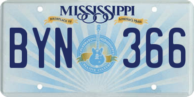 MS license plate BYN366