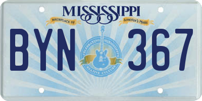 MS license plate BYN367