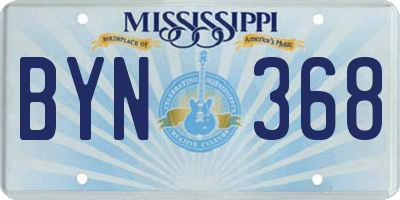 MS license plate BYN368