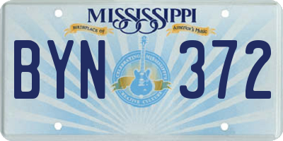 MS license plate BYN372