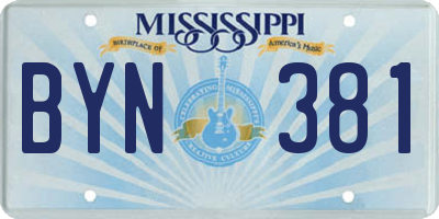 MS license plate BYN381