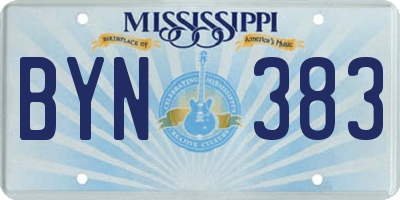 MS license plate BYN383