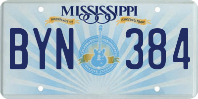MS license plate BYN384