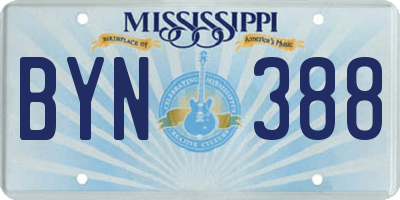 MS license plate BYN388