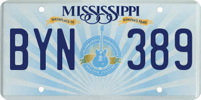 MS license plate BYN389