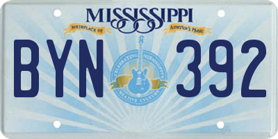 MS license plate BYN392