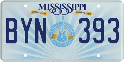 MS license plate BYN393