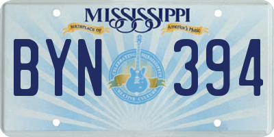 MS license plate BYN394