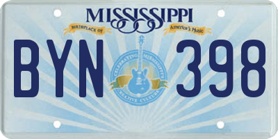 MS license plate BYN398