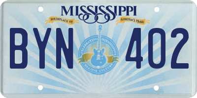 MS license plate BYN402