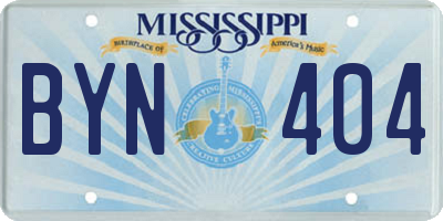 MS license plate BYN404