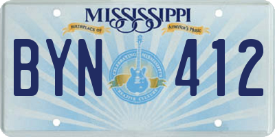 MS license plate BYN412