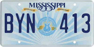 MS license plate BYN413