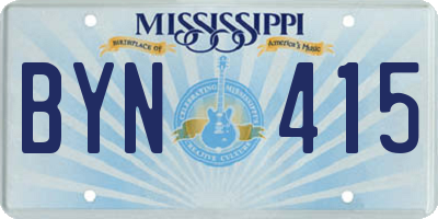 MS license plate BYN415