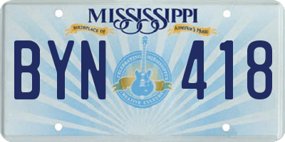 MS license plate BYN418