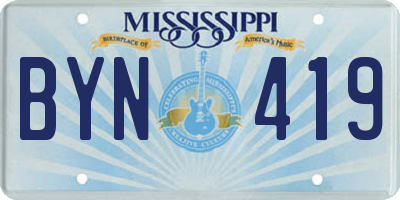 MS license plate BYN419